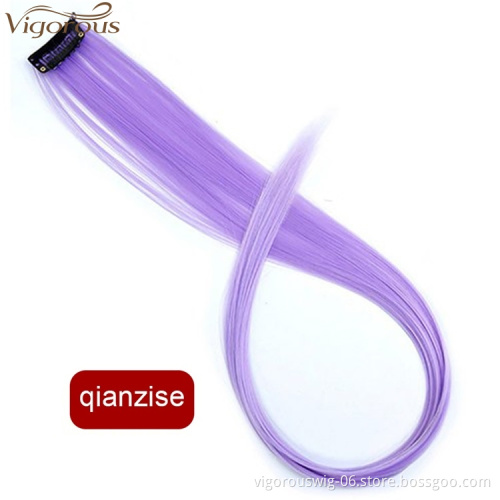 Vigorous Ombre Colored Clip in Hair Extensions 22 Inch Heat Resistant Synthetic Straight HairPieces For Women Muti-color Hair